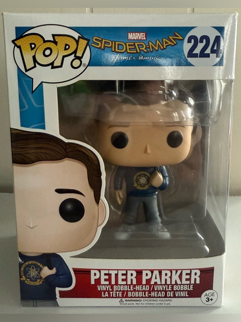 Funko Pop! Marvel Spider-Man Peter Parker Vinyl Figure - Blue, White, Brown